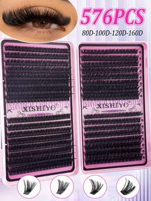 640/576 Clusters Single Cluster False Eyelashes Set, Includes Adhesive Glue, Sealing Glue, Tweezers And Eyelash Brush; Suitable For Beginners, Dense And Fluffy, Natural And Lightweight, Easy To Apply; Equipped With Large Capacity Eyelash Storage Book, Classic Cross Dynamic Style - Multicolor - View 10