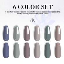 LIMEGIRL All Season Gel Nail Polish Set – 6 Colors Gel Polish With Top Base Coat Soak Off UV LED Fall Winter Manicure Gift For Women (Set F) - Multicolor - View 2