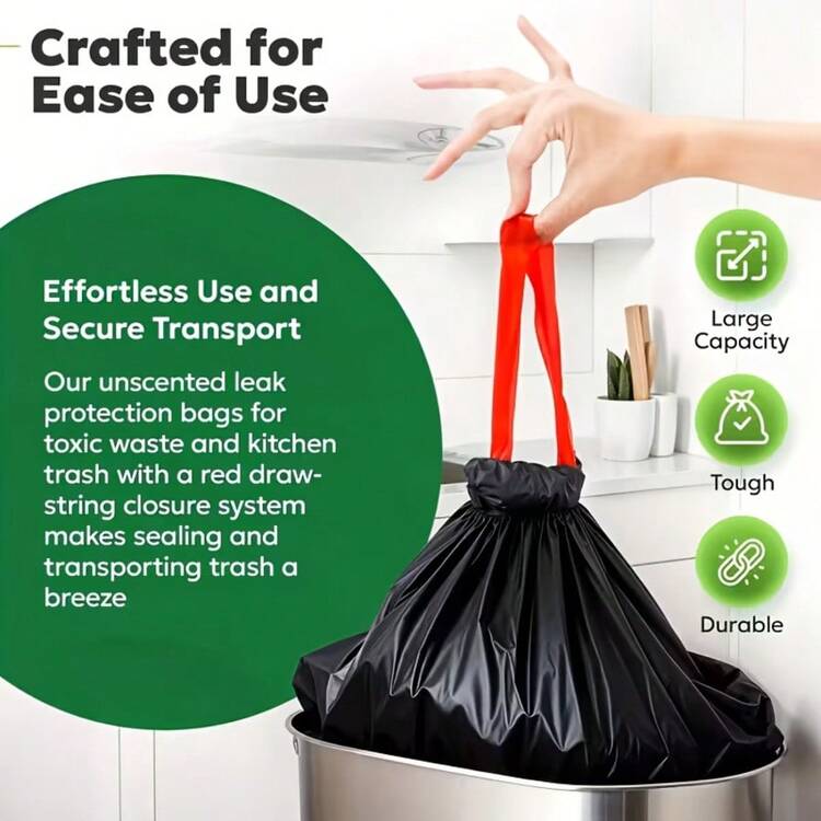 200/100pcs Thick Leak-Proof Drawstring Trash Bags, Suitable For Home, Office, Kitchen, Bathroom, Outdoor, Commercial Use - Compatible With Trash Cans And Waste Bins, Kitchen Waste Disposal, Secure Drawstring Closure - A - View 7