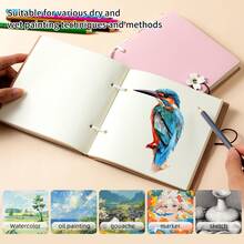 1pc Hot-Selling Tie-Up Notebook, Portable Sketchbook, Square Blank Journal, Travel Stamp Book, Back To School, Christmas, Perfect For Holiday Gift - Multicolor - View 8