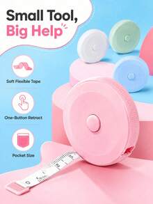 1pc Retractable Double-Sided Measuring Tape - Soft Flexible Fabric Tape Measure, Suitable For Cutting, Sewing, Fitness And Weight Loss - Portable Stylish Design (Multiple Colors Available) - Multiple Styles - View 4