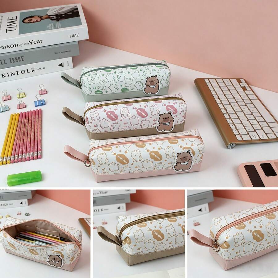 Capybara Pencil Case, Kawaii Stationery, Large Capacity Pencil Bag, Back-To-School Supplies, Beautiful Pencil Bag, Cartoon Pencil Case, Portable Stationery Bag,Back To School Season - Multiple Styles 1 - View 1