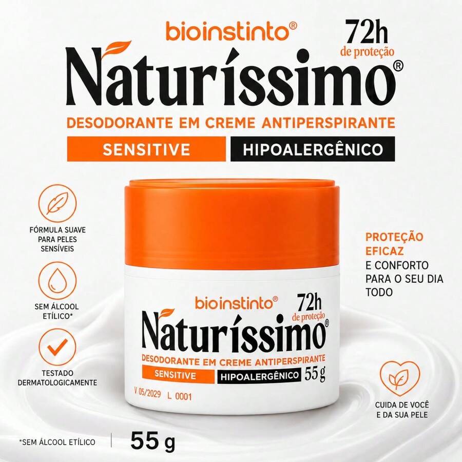 Desodorante em Creme Naturíssimo 55g – Conforto, Proteção e Cuidado Diário - sensitive - Visão 1