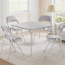 Techigher Folding Table And Chairs Set, Portable Dining Card Set With PU Upholstered Chairs & Metal Frame For Home Office Camping Space-Saving - Gray - 查看 1