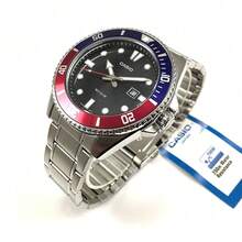 Casio  Red Blue Bezel Stainless Steel Dive Watch MDV-107D-1A3 200M Waterproof Luminous Sports Watch - one-size - View 4