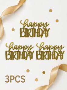 3PCS Mixed Font Happy Birthday PMMA Acrylic Cake Topper, Gold Mirror Bold Hollow & Cursive Letter Cake Top Decor, Cheerful Birthday Party Cake Ornament, Baking Dessert Decor Kitchen Supplies - A - View 12