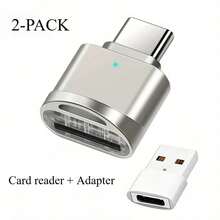 2件組 USB-C TF記憶卡讀卡機與USB-C轉USB-A轉接頭，相容手機、電腦、平板、汽車行車記錄器，手機記憶體擴充，高速便攜即插即用讀卡機 - 彩色 - 查看 8