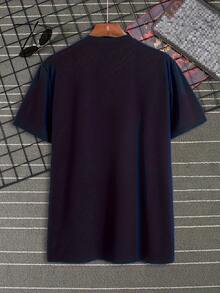 Men'S 180G 100% Casual T-Shirt, Plus Size - 黑色 - 查看 3