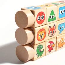1 Set Balok Puzzle Kayu Bentuk Hewan Dinosaurus & Lainnya, Mainan Putar dan Cocokkan, Hadiah Ulang Tahun Sempurna untuk Balita, Anak Laki-laki & Perempuan, Mainan Puzzle untuk Balita - MultiWarna - View 5