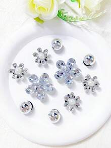 10pcs Silver Shoe Charms Decoration Compatible With Perforated Slippers DIY Accessories - Silver - View 2
