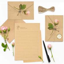 6/12 Sets Vintage Stationery Set, 12 Sheets Of Stationery Paper With 12 Matching Envelopes, Old-Style Letter And Invitation Stationery Set - Brown - View 3