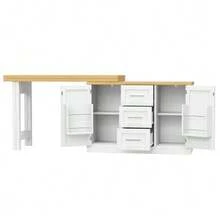 Multifunctional Kitchen Island With Extendable Tabletop, Convertible Countertop, 360° Adjustable Shelves, Snack Shelf, Magnetic Closure And Large Drawer. Modern Design, White. - White - View 7
