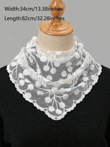 1pc Lace Floral Trim Triangle Scarf - Multicolor - View 2