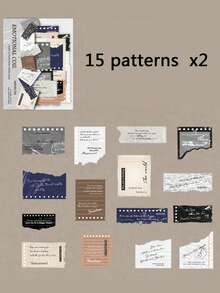 1 Pack 30pcs Vintage Distressed Asymmetrical English Paper Strip Stickers For Scrapbooking Decoration Collage Material School Supplies - DT1826 - View 5