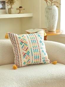 LCUHPCL Cojín decorativo de estilo bohemio con patrón geométrico de rombos 3D bordado de colores, con relleno, adecuado para sala de estar, sofá, fiesta, hotel y talla grande - Multicolor - Ver 6