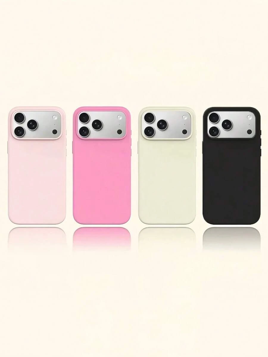 4pcs Large Hole Matte Solid Color Lens Protection Phone Case Set, Personalized Protective Shell Compatible With IPhone 16 Pro Max/17/16/15/14 Plus/13/12/11/Air - Multicolor - View 1