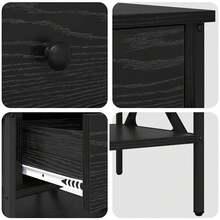 Comodino Villeneuve con cassetto, rovere nero, 40 x 42 x 45 cm - nero - Visualizzare 10