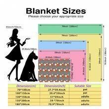 1pc Gray Fox Print Flannel Blanket, - Soft & Lightweight All-Season Bed, Sofa, Camping Blanket - Comfortable Texture Gift, 5 Sizes Available, 280gsm - Multicolor - View 4