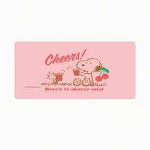 Cherry Cola Cheers Snoopy Extended Gaming Mouse Pad, Pink Solid Base Peanuts Cute Line Drawing Cartoon Large Soft Desk Mat For Daily Office Gaming Use - A - View 4