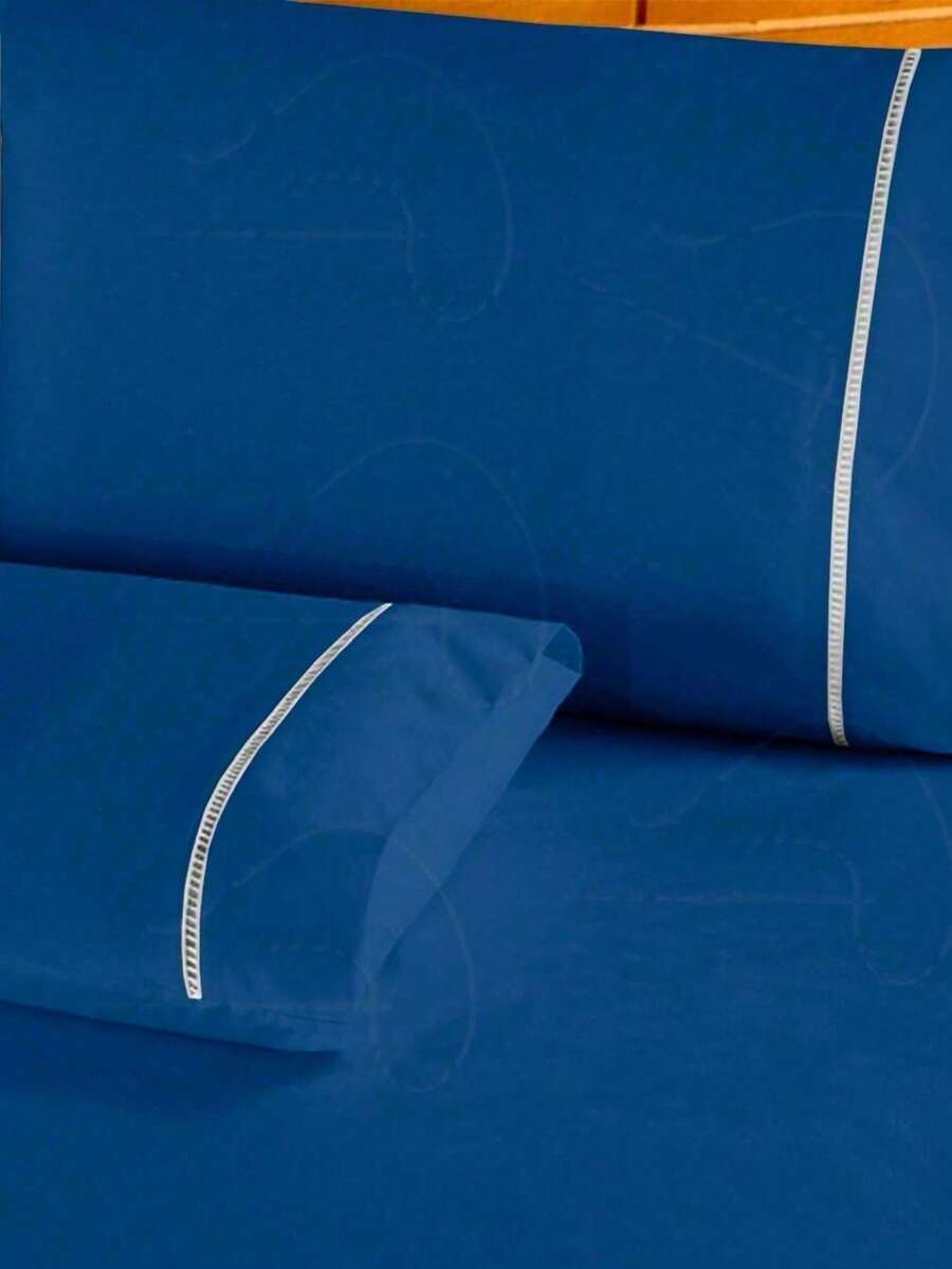 Set Of 6 Pillowcases With 400 Thread Count Hemstitch - FP - 藏蓝色 - 查看 1