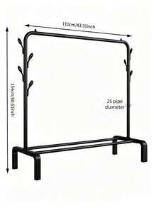 Free Standing Clothes Rack, Heavy Duty Garment Rack With Side Hooks & Lower Storage Shelf, Sturdy And Durable, Freestanding Coat Rack,Multi-Functional Bedroom Clothing Hanging Organizer For Laundry Room, Entryway - View 13