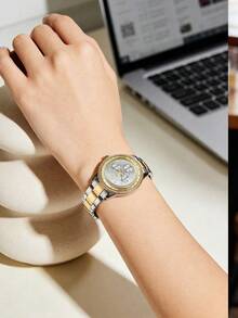 Fossil 女款日常時尚雙色不鏽鋼手鍊石英計時腕錶 ES5107 百搭手錶 - 銀色 - 查看 3