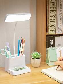 1 件 LED 多功能手机座笔架灯，学生宿舍护眼阅读学习灯，台灯 - 白色 - 查看 5