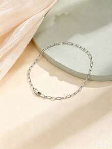 1pc Pure Silver Bracelet, Design, Minimalist Small Delicate Luxury Jewelry - Silver - View 5