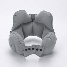 Portable Inflatable Travel Neck Pillow, Push-Button Press-Type Compression Blow Up Air Cushion, Comfortable Head & Neck Support For Airplane, Car, Long Flights, Road Trips, Office Nap, Camping, Compact Lightweight Travel Accessories - A - View 13