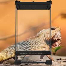 20 X 20 X 30 Reptile Feeding Box – Glass Terrarium With Front Ventilation, Escape-Proof Screw Cap - Clear - View 1