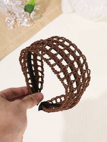 1Pc French Retro Hollow Out Crochet Headband, Sweet Wide Band Hair Accessory, Perfect For Daily Date Vacation - Multicolor - View 6