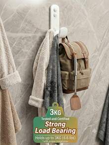 10Pcs Self Adhesive Wall Hooks, Stainless Steel No Drill Hooks, Waterproof Towel Hooks For Bathroom Kitchen, Strong Adhesive Hooks For Home Storage - View 2