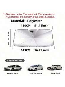 Universal Car Sunshade - Thick Titanium-Silver Heat-Insulating And UV-Blocking Umbrella Shade - Black - View 8