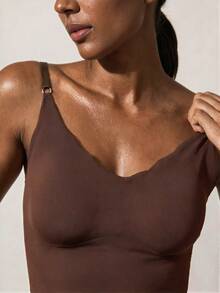Veilyse Women's Solid Color Camisole Tank Top - Coffee Brown - View 3