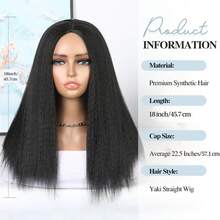12/18/26 Inch Classic Yaki Synthetic Short Straight Bob Wig, Black Fluffy Straight Hair, Natural Black Bob Wig For Women, Perfect For Everyday Wear And Natural Bob Hairstyle - Black - View 5
