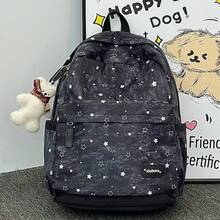 LECEY Mochila de gran capacidad con estampado de estrellas para viajes diarios - Negro - Ver 6