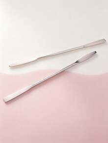 3 buah/1 buah Spatula Pengaduk Dua Ujung Stainless Steel, Alat Pengaduk Alas Bedak, Aksesori Rias Wajah Penting, Portabel dan Praktis, Perlengkapan Perjalanan, Wajib Dimiliki, Kecantikan Terjangkau, Kebutuhan Liburan, Hadiah untuk Wanita - Perak - View 4