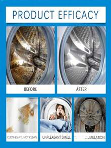 Washing Machine Cleaning Tablets, Deep Cleaning For Front-Loading And Top-Loading Washing Machines, Removes Limescale Residue And Odors, Fast Foaming, Long-Lasting Freshness, Lemon Scent, Washing Machine Cleaner, Washing Machine Drum Stain And Dirt Cleaning, Odor Removal - Multicolor - View 2