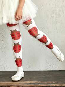1 Pair Ladybug Pattern Children's Thin Tights, Cute Playful Novelty, Suitable For Spring And Autumn Daily Wear - Multicolor - View 6