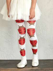 1 Pair Ladybug Pattern Children's Thin Tights, Cute Playful Novelty, Suitable For Spring And Autumn Daily Wear - Multicolor - View 11