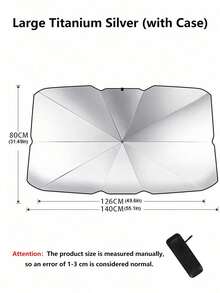 Minimalist, Portable Car Windshield Sunshade Umbrella; Features A Reflective Titanium-Silver Coating And A Foldable, Easy-To-Store Umbrella Design; Provides Sun Protection, Heat Insulation, And Interior Protection. - Multicolor - View 14