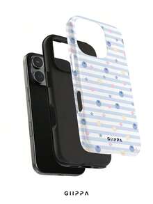 GIIPPA 1 pieza Funda de teléfono con base de rayas horizontales azul claro con diseño de patrón de arándanos y pequeñas estrellas, Funda de teléfono 17 Pro Max, Compatible con teléfono 16 Pro Max, 15 Pro Max, 14 Pro Max, Funda de teléfono de moda de alta gama estilo coreano divertido, Compatible con 11/12/13/14/15/16 Pro Max Plus, Diseño elegante adecuado para hombres y mujeres, ¡Regalo perfecto para novia en Navidad, Día de San Valentín, Pascua, Temporada de bodas y cumpleaños! - Multicolor - View 2