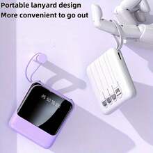 LADAPU 10000mAh Mini Cute Pocket Size 22.5W Fast Charging Portable Power Bank, Small Size Large Capacity High Appearance, Built-In 4-In1- Detachable Cables, High-Speed Rechargeable Battery, Gifts For Family, Friends, Kids,Birthday,Christmas, Winter, Portable USB Charging For All Smartphones Perfect For Outdoor EnthusiastsPower Bank With LED Light,For Apple, Android Phone - 紫色-22.5W - 查看 4