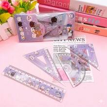 Kit Régua Escolar 4 Peças Gatinho Kawaii Régua, Esquadro e Transferidor Completo - Tamanho Único - Visão 9