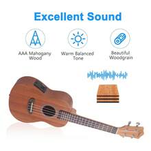 Cheap Concert Electro-Acoustic Ukulele And Case - Brown - View 6