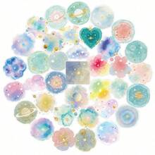 56pcs Watercolor Dreamy Galaxy Planet PET Transparent Stickers For Student Planner Diary Notebook Decoration - T01042781 - View 6