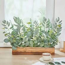 50/100 pièces Tiges de feuilles d'eucalyptus artificielles, feuillage vert factice, convient pour les bouquets de vase de mariage, les couronnes, les accessoires d'arrangement floral, la décoration de la maison, la décoration de la chambre, les ornements de la maison, la décoration du jardin - Multicolore - Voir 5