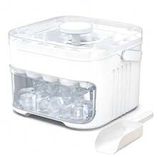 Press-Type Ice Cube Tray With Large Storage Box, 50 Grids 2-Layer Cube Mold With Storage Bin, One-Click Release Ice Press Container And Ball Maker With Scoop For Whiskey Cocktails Coffee Home Kitchen Party, Durable Ice Cube Trays For Home Fridge - View 8