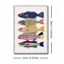 1pc Framed/Unframed Vintage Sardine Coastal Canvas Poster Colorful Fish Mediterranean Kitchen Wall Art Print Minimalist Aesthetic Dopamine Decor Painting For Apartment,Living Room,Bedroom,Modern Home Decoration - A - View 8
