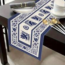Juego de camino de mesa y manteles individuales con flores y pájaros del Día de Muertos mexicano, decoración para fiesta festiva, reutilizable, azul, patchwork de azulejos, para cocina y mesa de comedor, decoraciones del Día de Muertos - Multicolor - Ver 5